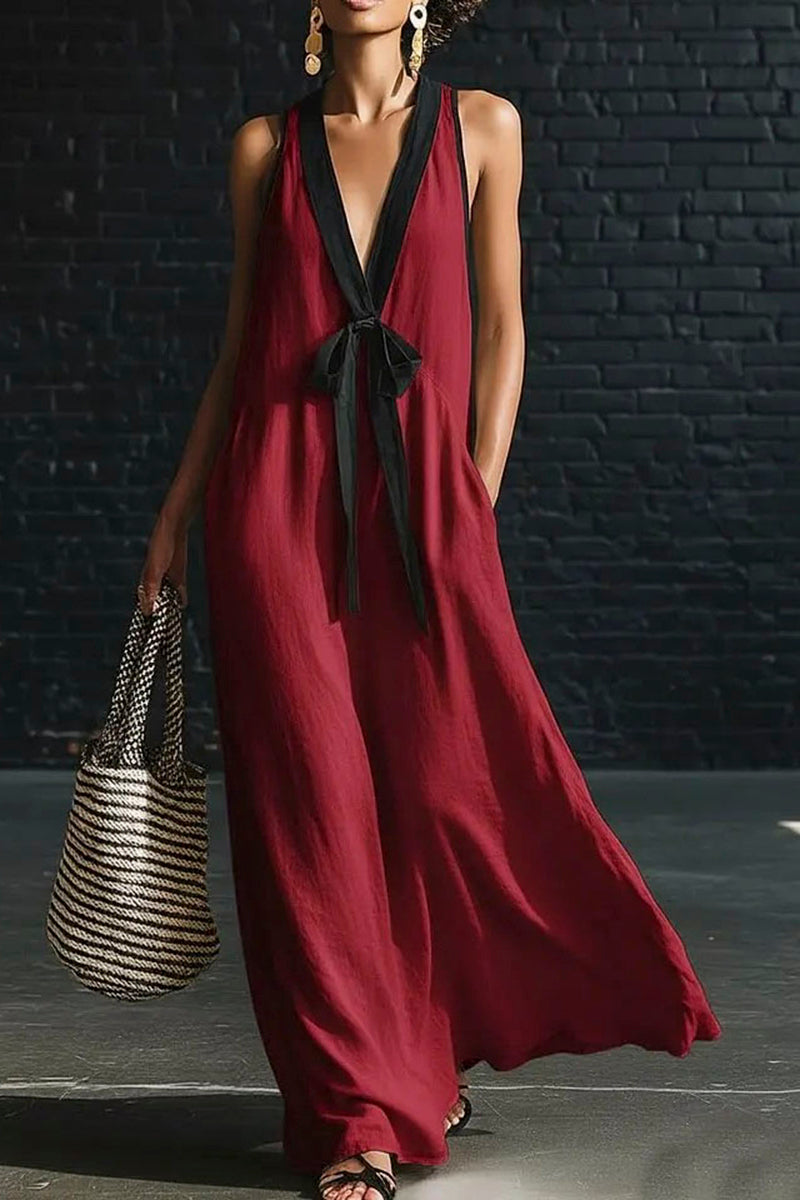Bow-Tie Sleeveless Casual Dress