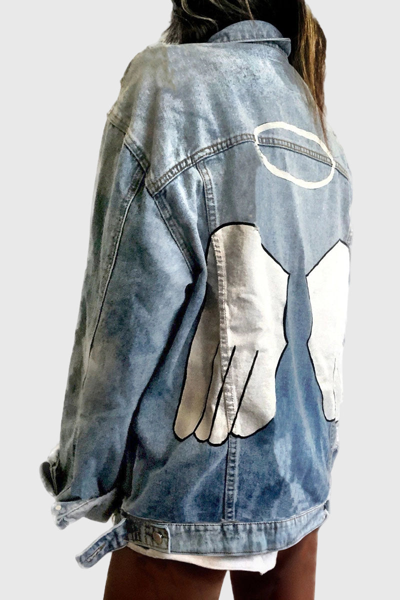 Angel Wing Halo Graphic Denim Jacket