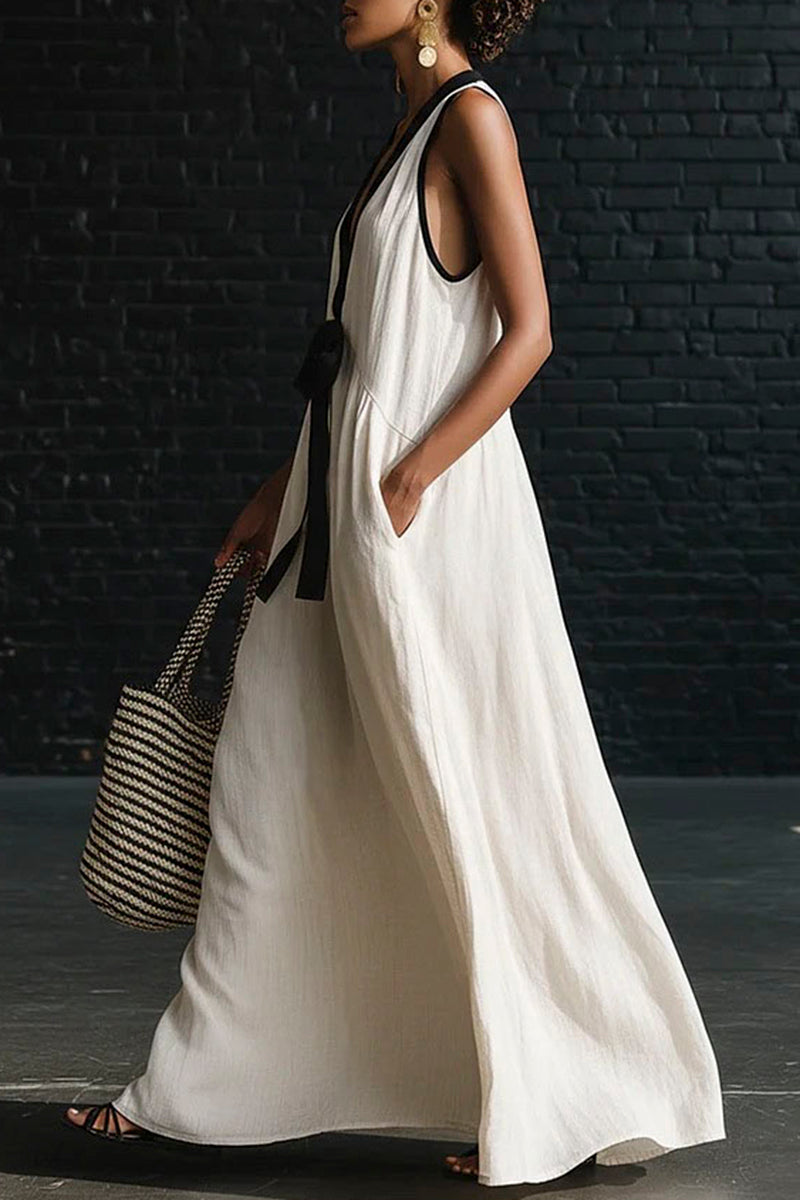 Bow-Tie Sleeveless Casual Dress
