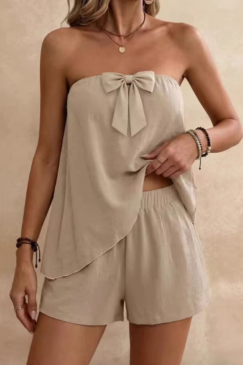 Bow Strapless Top and Short Set