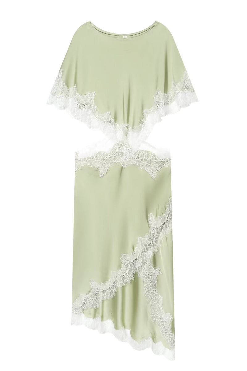 Asymmetric Lace Detail Cutout Dress