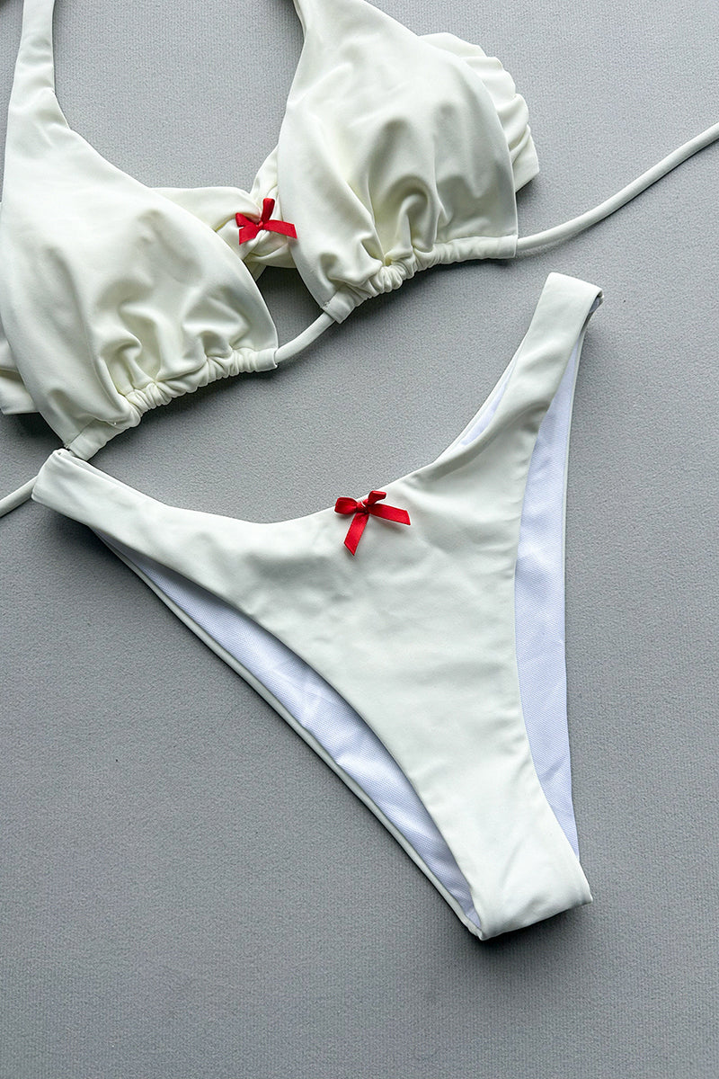 Bowknot Accent Halter Bikini Set