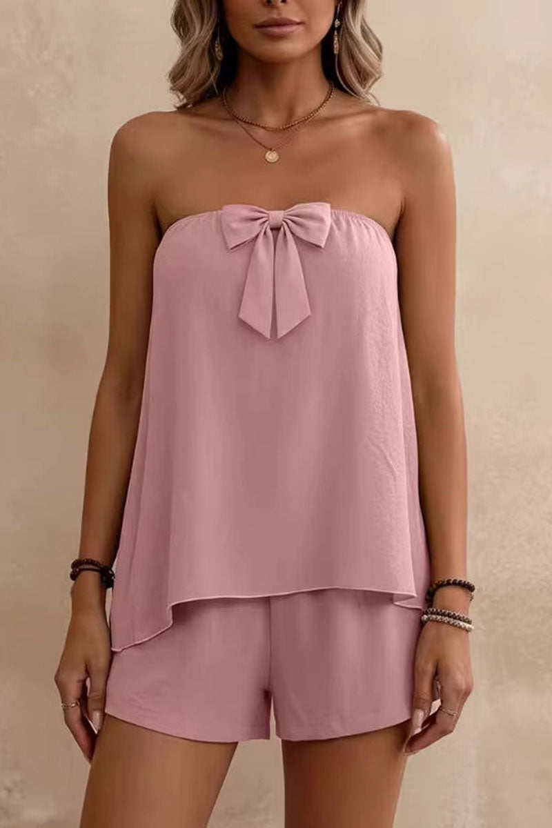 Bow Strapless Top and Short Set