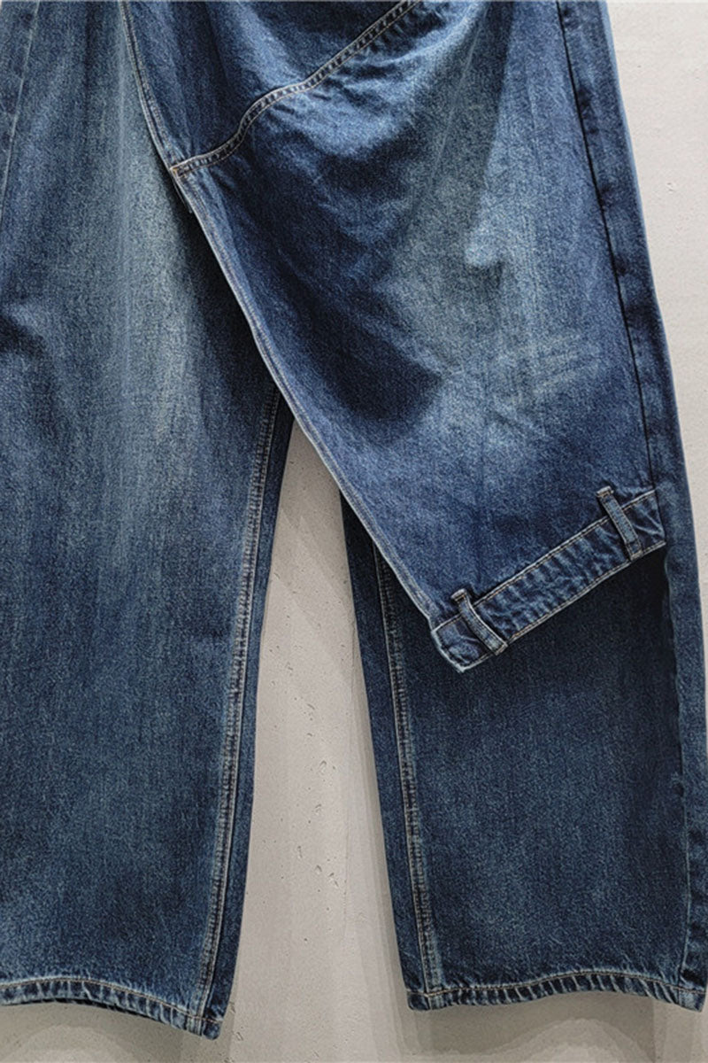 Asymmetric Overlap Wide Leg Baggy Jeans