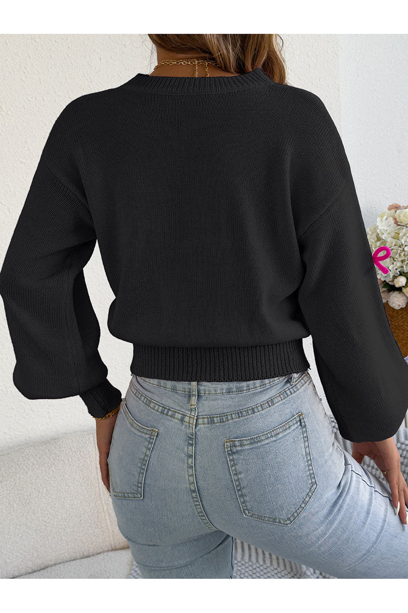 Bow Embellished Crew Neck Sweater