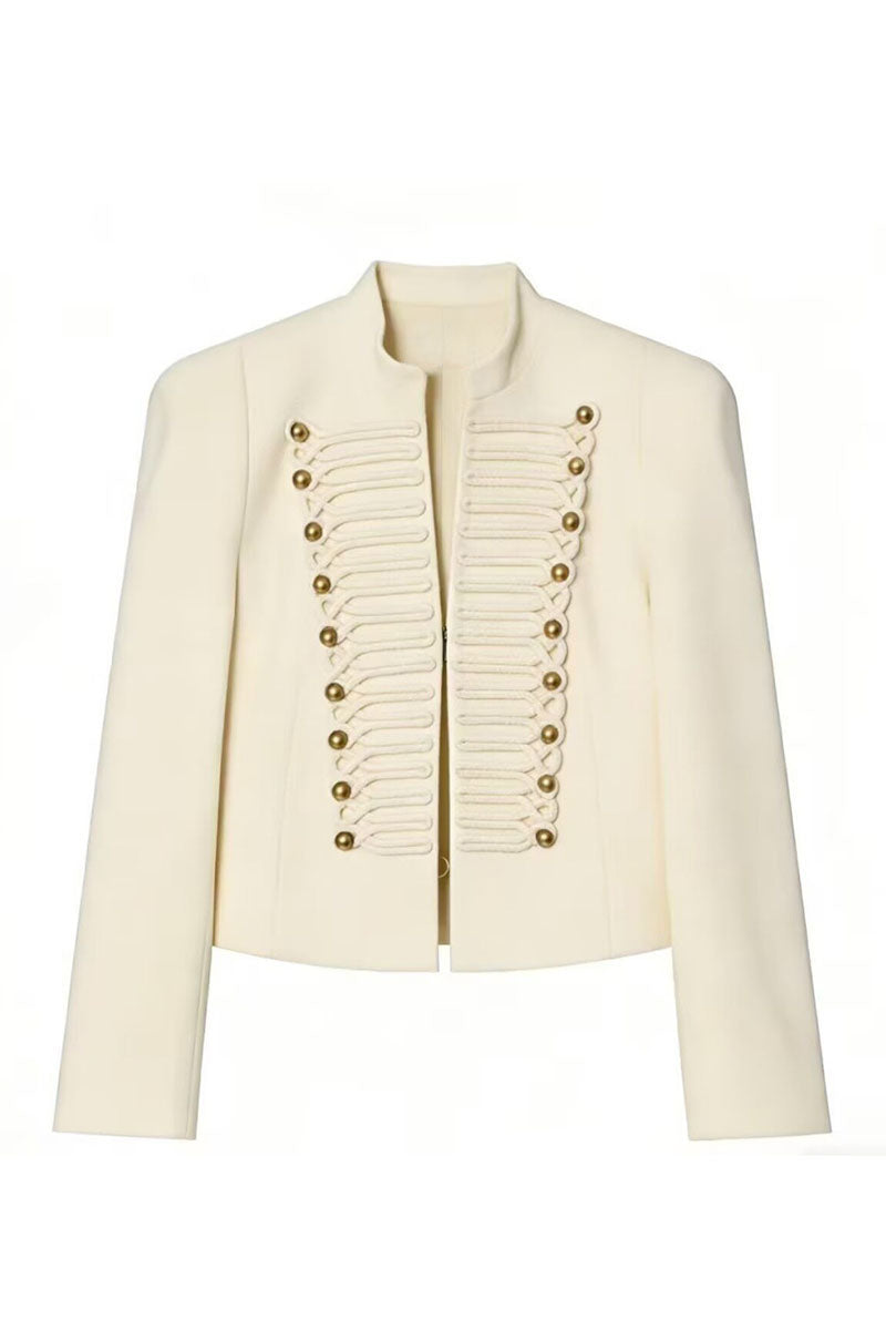 Button Stand Collar Long Sleeve Jacket