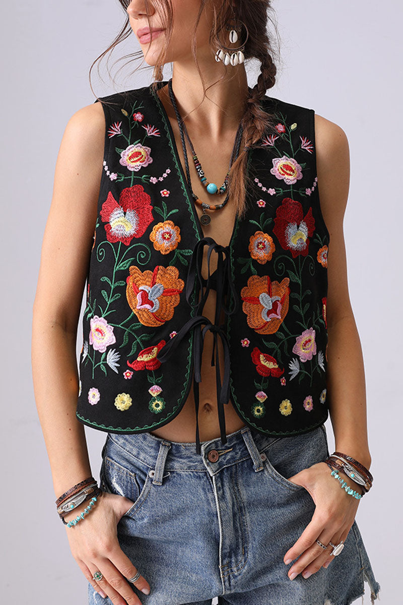 Botanical Pattern Sleeveless Vest