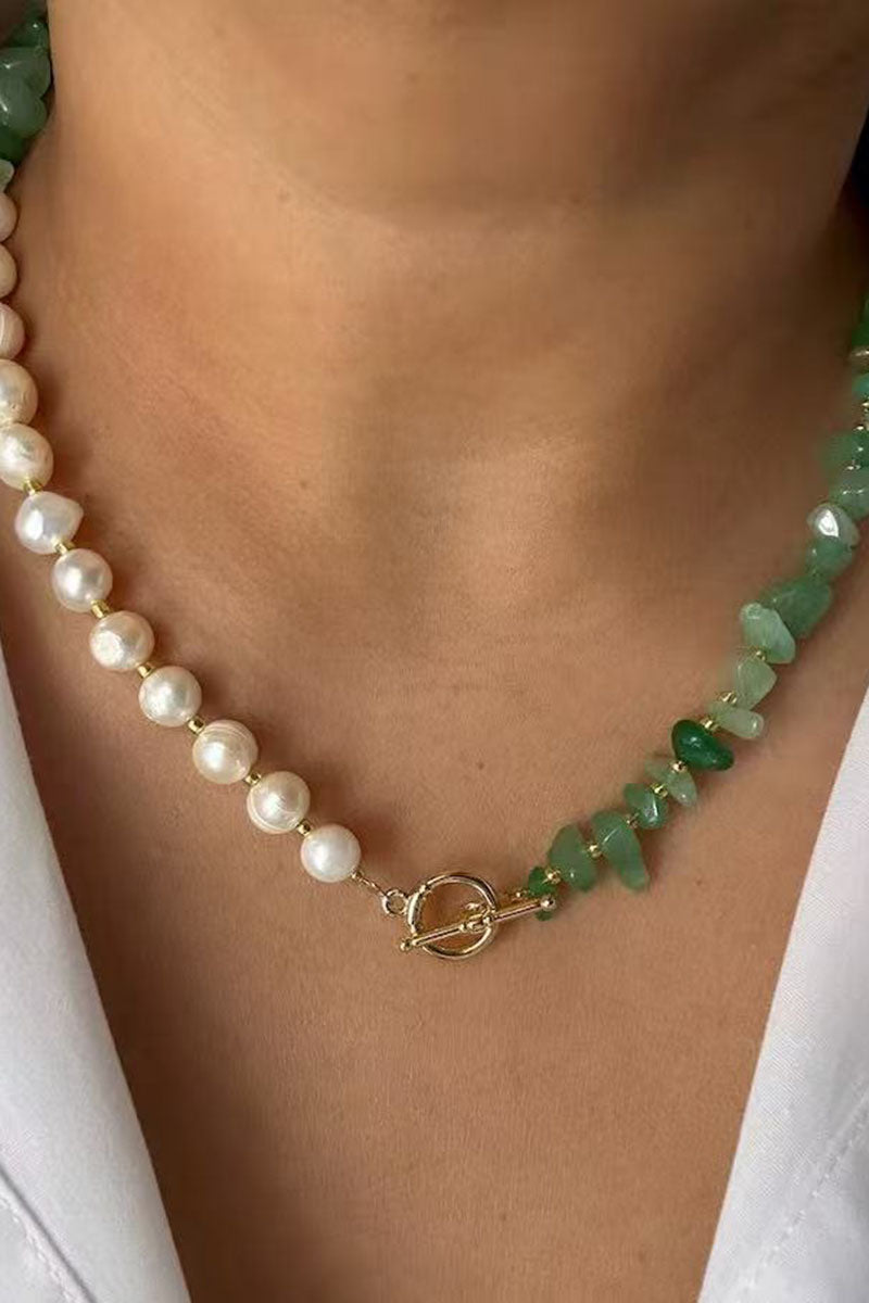 Baroque Pearl and Stone Chain Necklace
