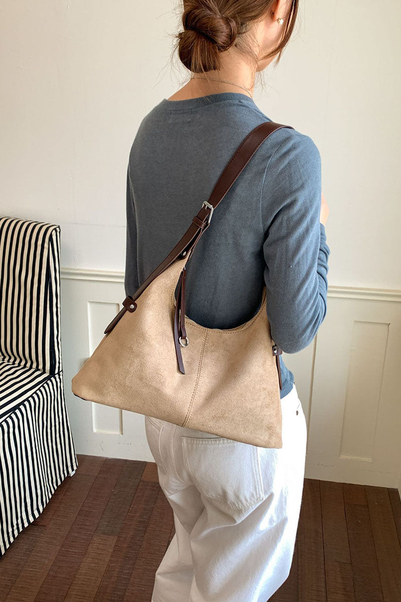 Adjustable Strap Suede Hobo Bag