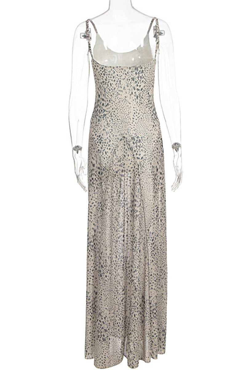 Animal Print Spaghetti Strap Maxi Dress
