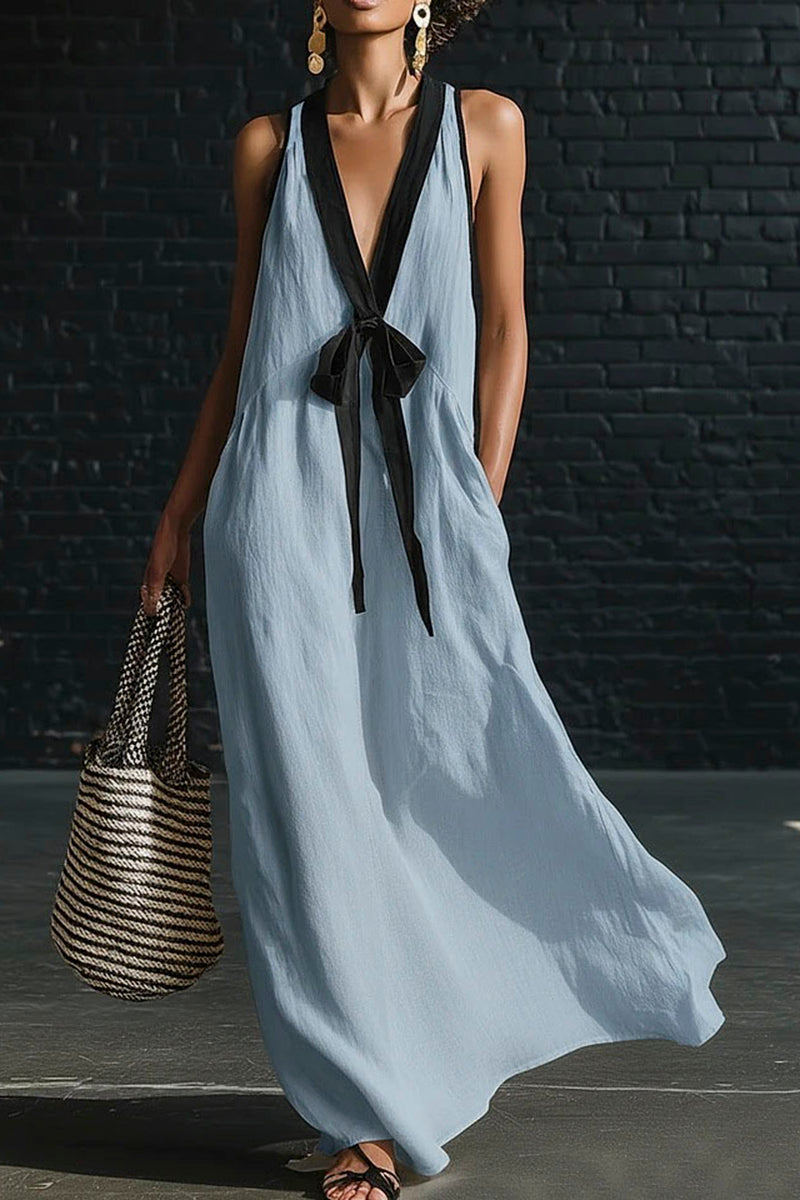 Bow-Tie Sleeveless Casual Dress