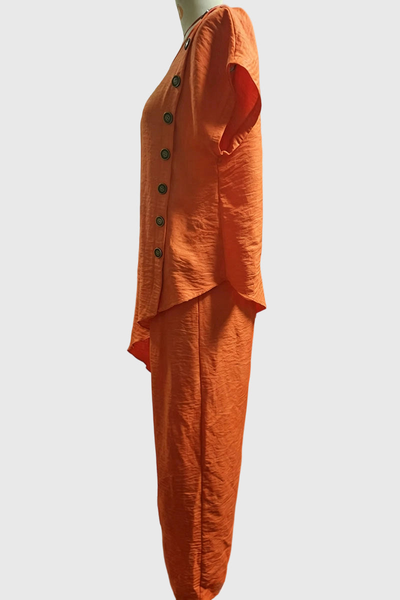 Asymmetric Button Detail Pants Set