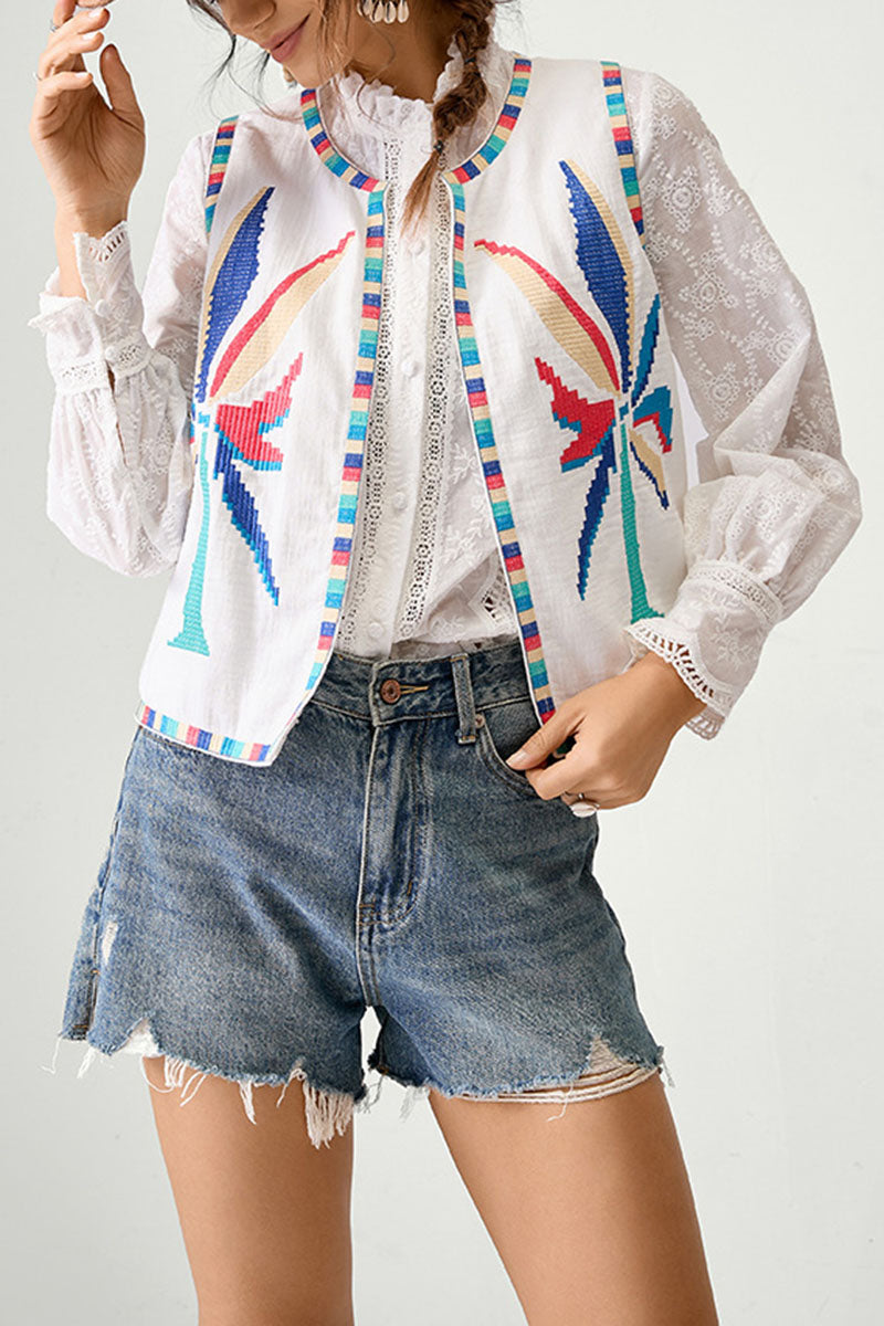 Botanical Pattern Sleeveless Vest