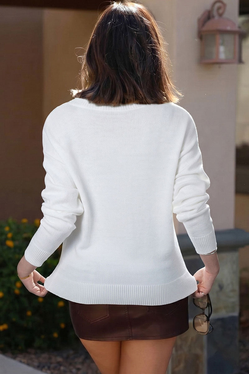 Bird Intarsia Crew Neck Knit Sweater