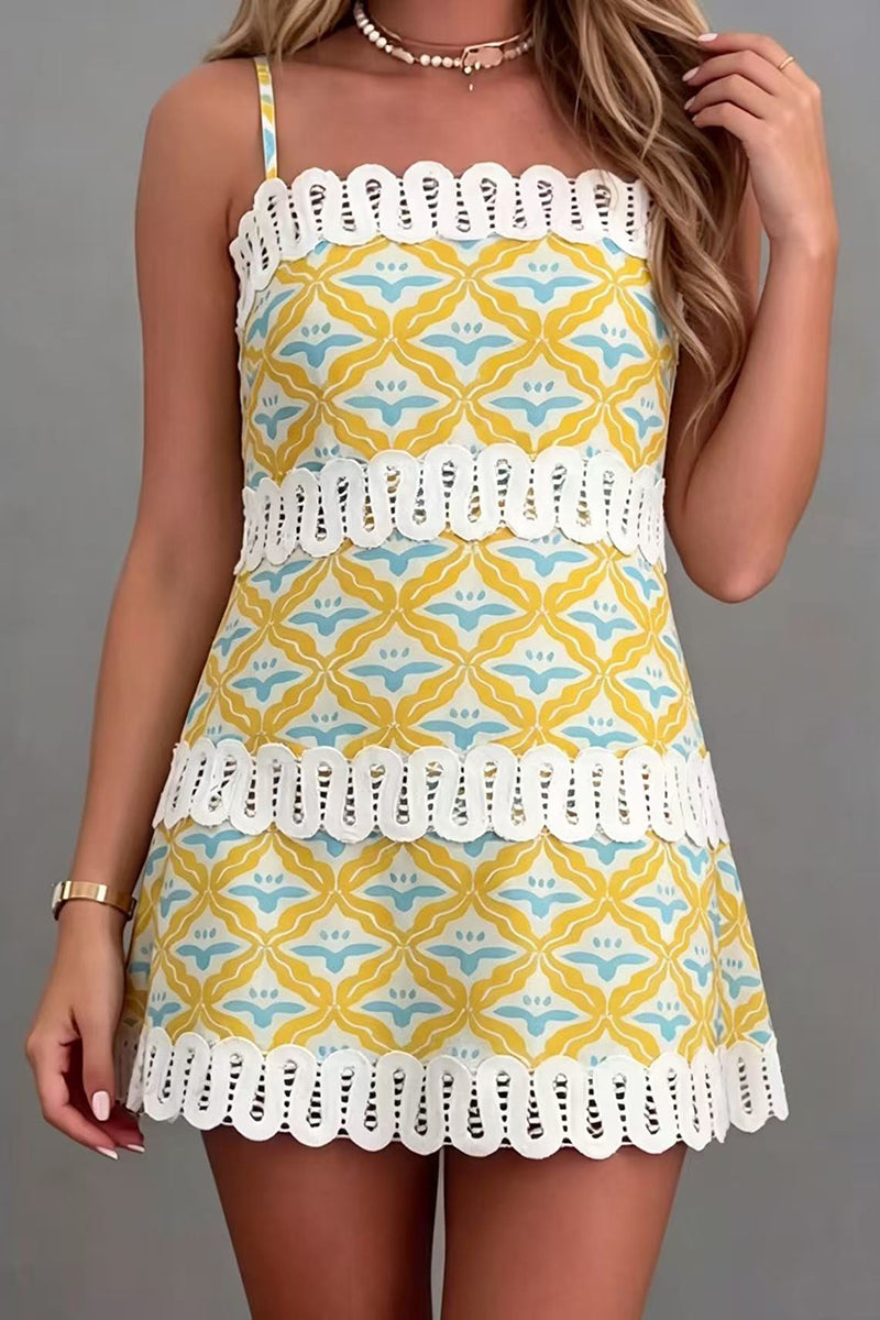Boho Print Sleeveless Casual Dress