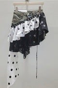 Asymmetrical Hem Patchwork Skirt