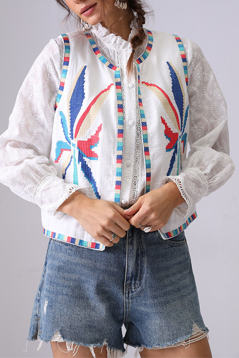 Botanical Pattern Sleeveless Vest