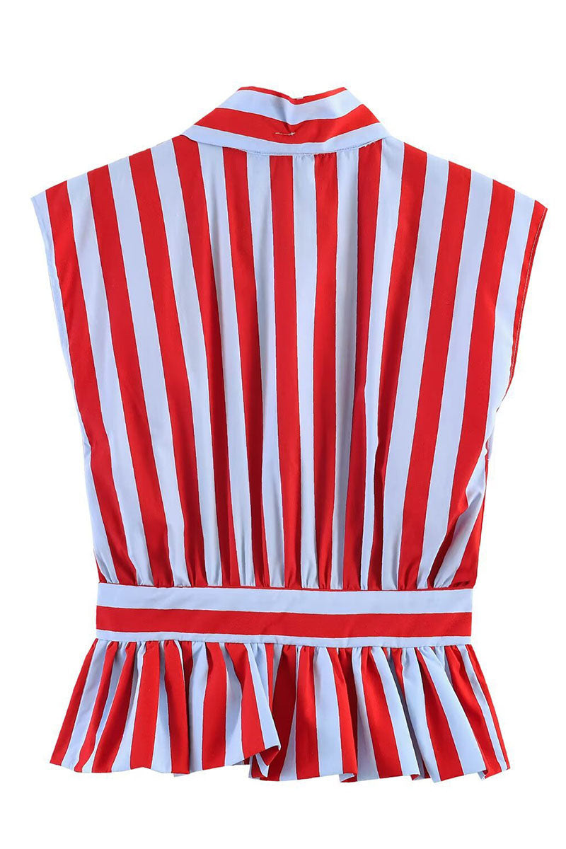 Bow Tie Neck Sleeveless Ruffle Tank