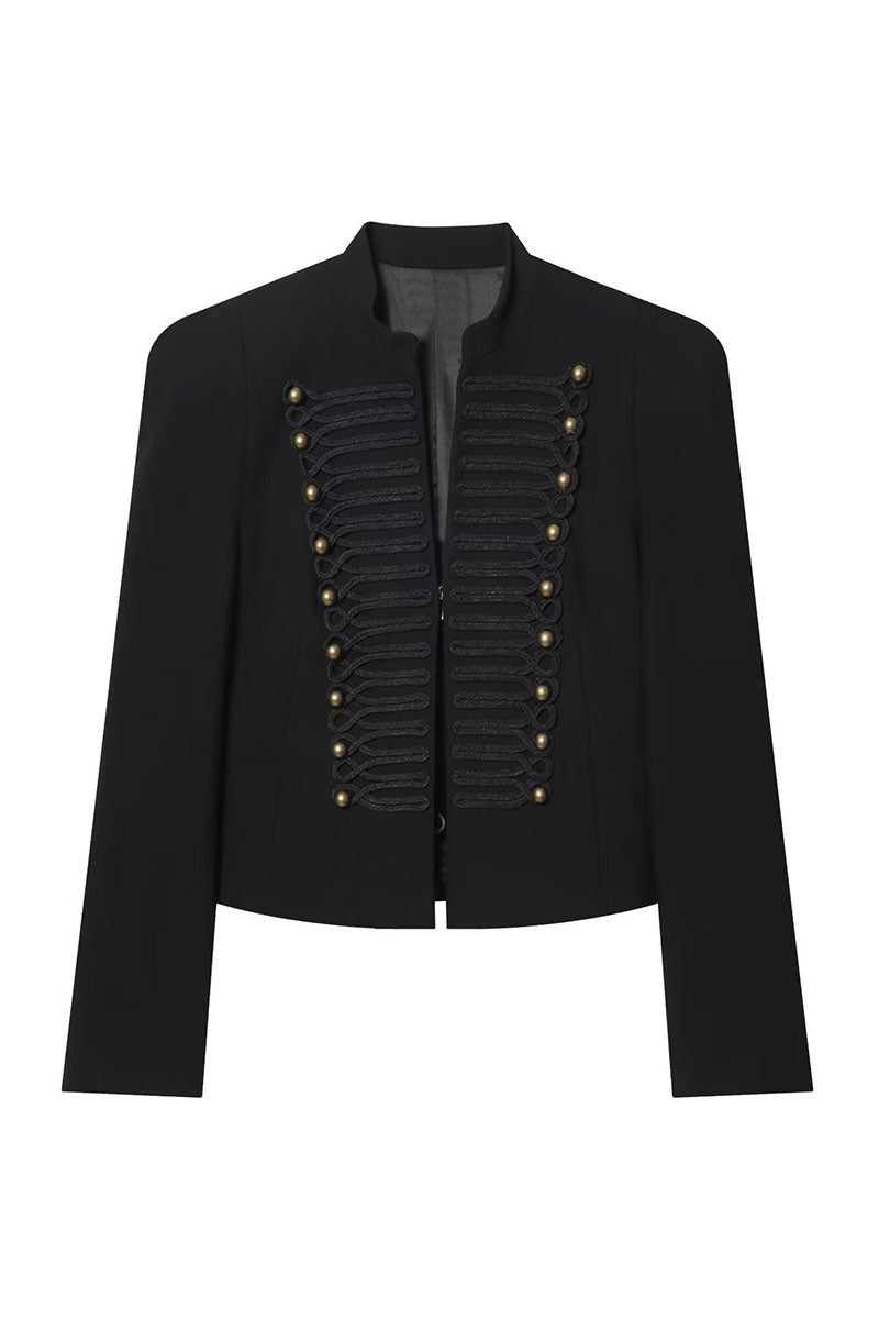 Button Stand Collar Long Sleeve Jacket