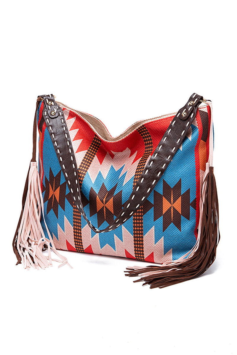Boho Fringe Patterned Shoulder Bag
