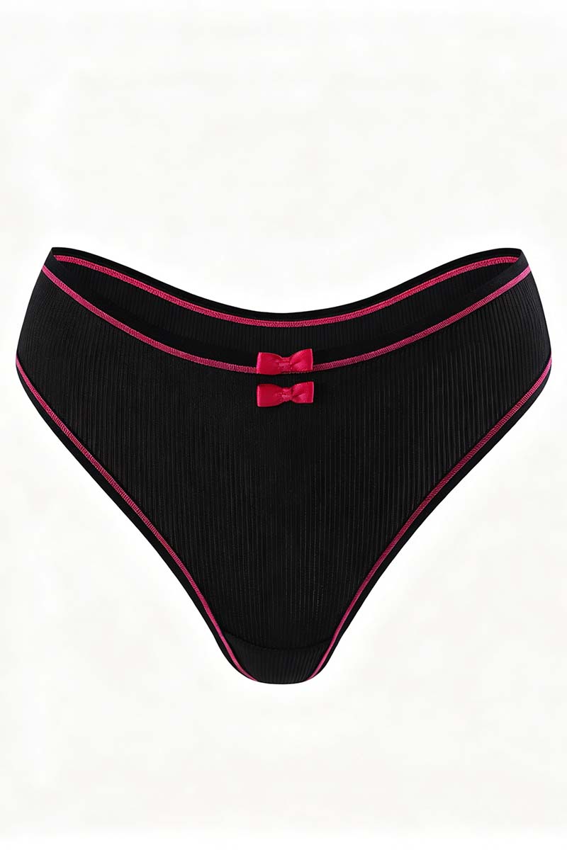 Bow Accent Ribbed  Panties