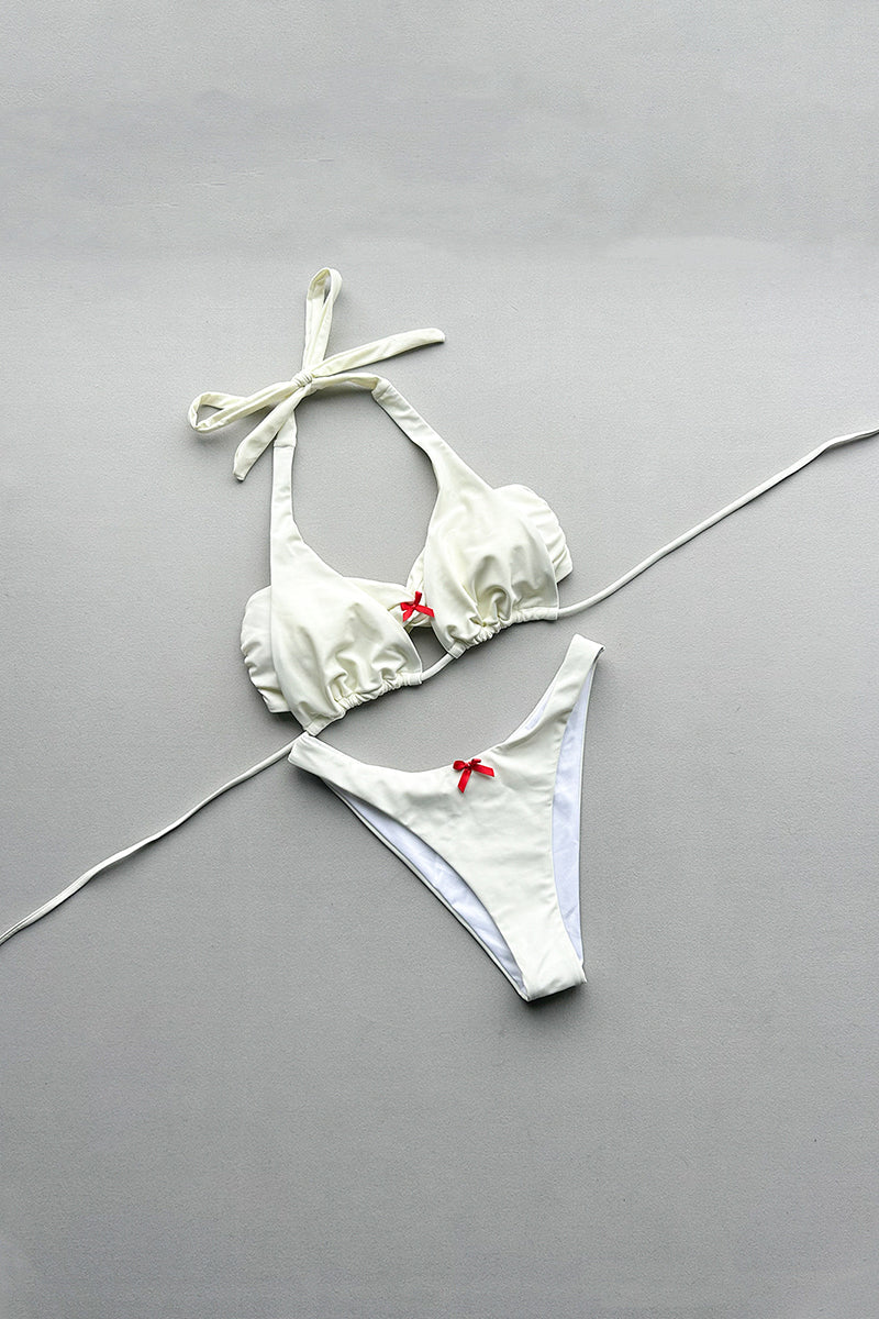 Bowknot Accent Halter Bikini Set