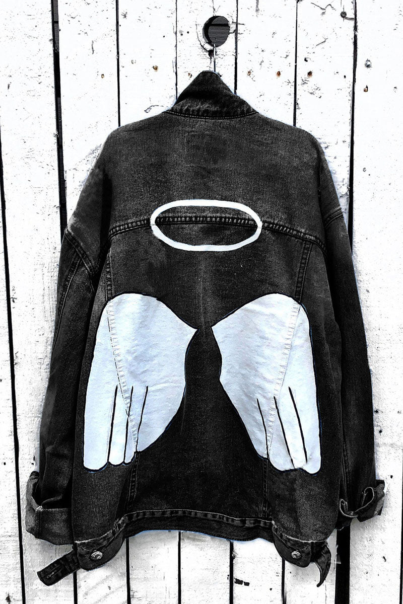 Angel Wing Halo Graphic Denim Jacket