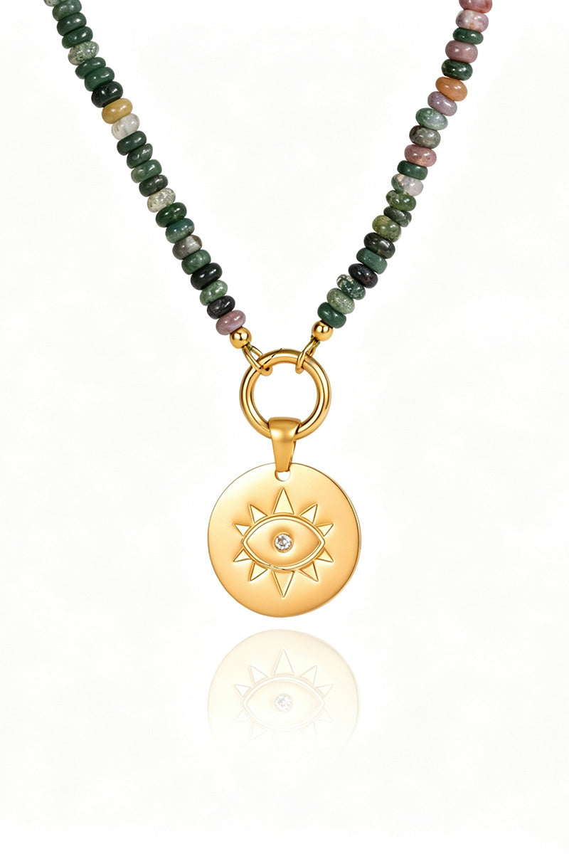 Beaded Chain Geometric Pendant Necklace