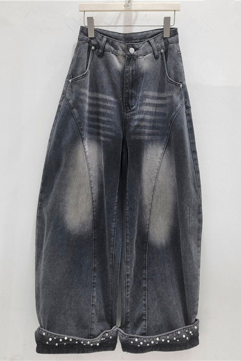 Beading Detail Barrel Jeans