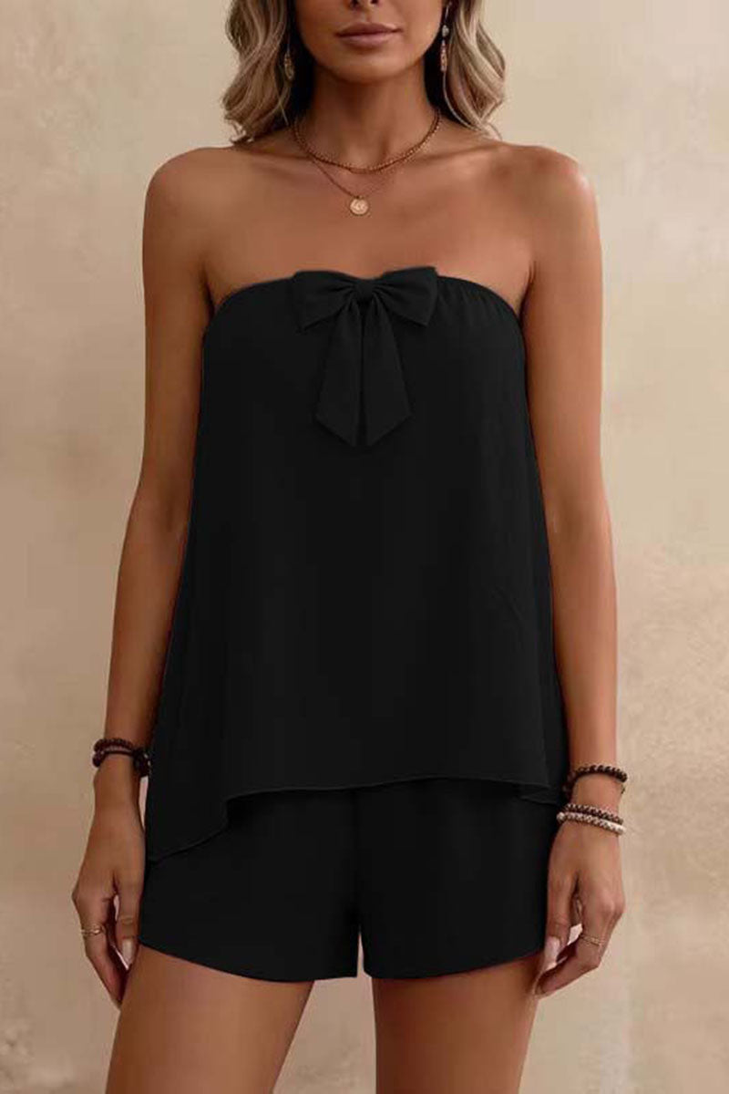 Bow Strapless Top and Short Set