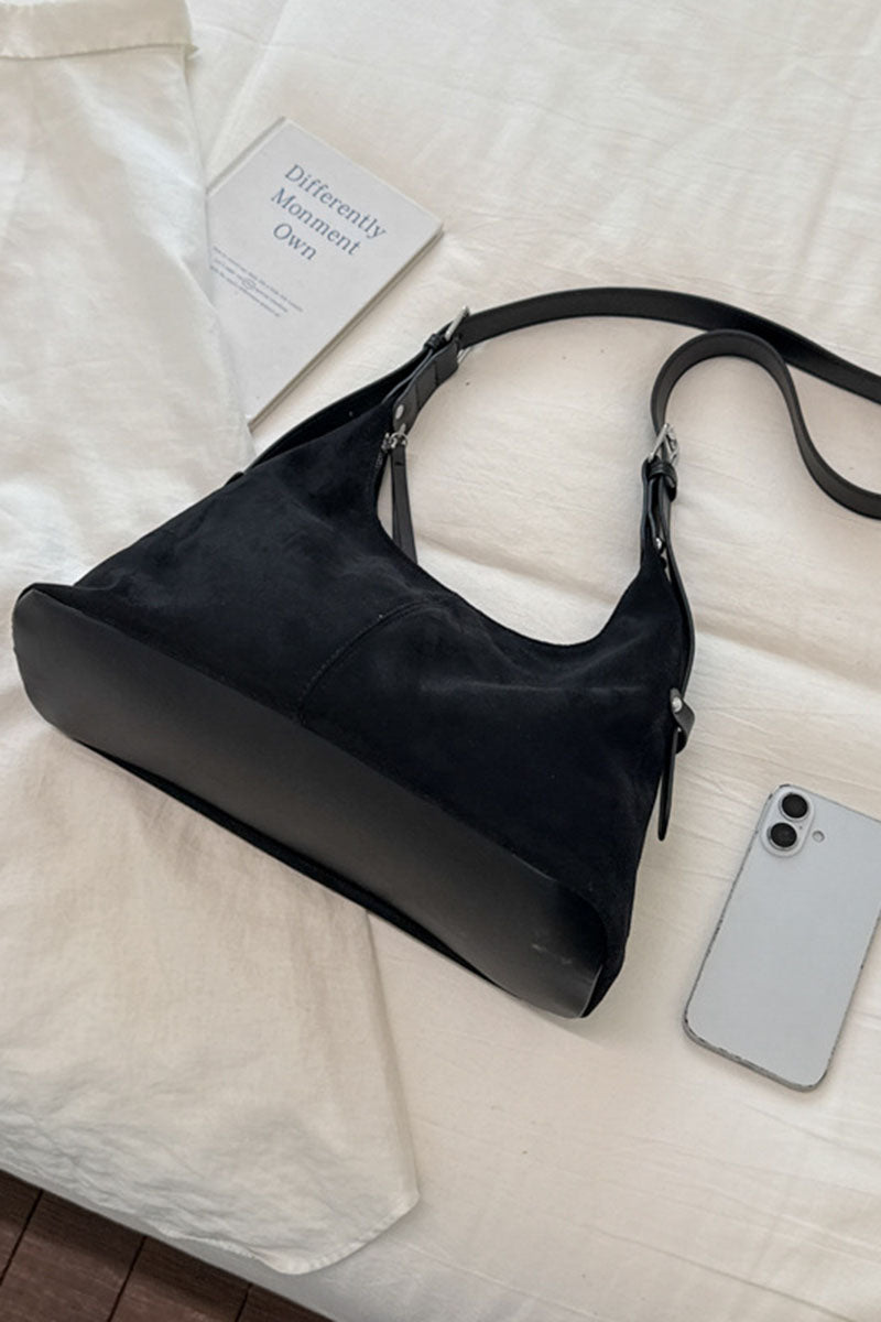 Adjustable Strap Suede Hobo Bag