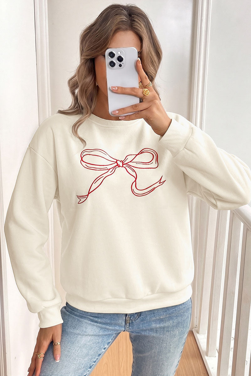 Bow Graphic Crew Neck Sweatshirt