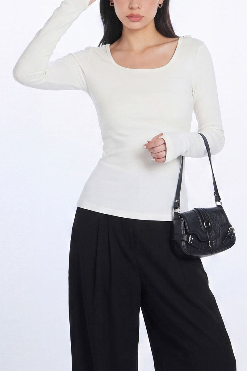Angel Wing Cutout Tie Back Long Sleeve Top