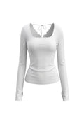 Angel Wing Cutout Tie Back Long Sleeve Top