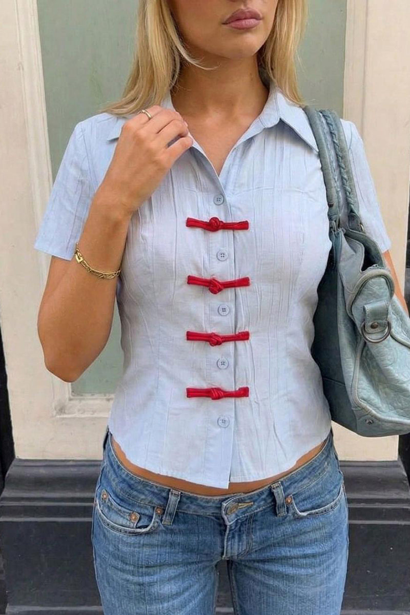 Bow Detail Button Blouse