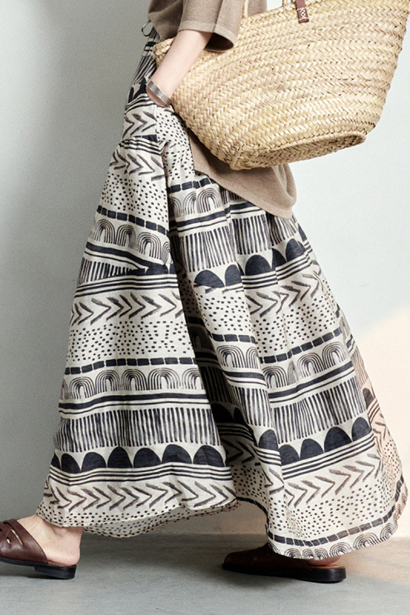 Artistic Pattern Midi Skirt