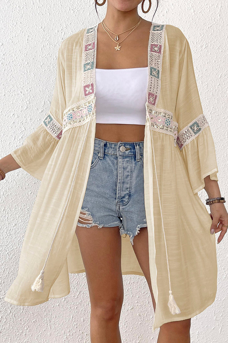 Bohemian Tie-Waist Kimono Cover-Up
