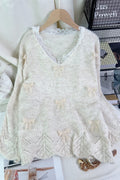 Bow Accent Lace Trim Sweater