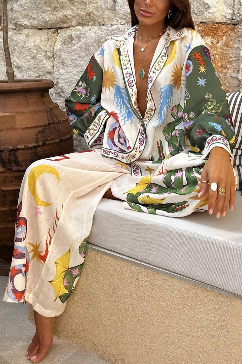 Abstract Print Relaxed Pants Set