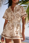 Belted Patterned Romper