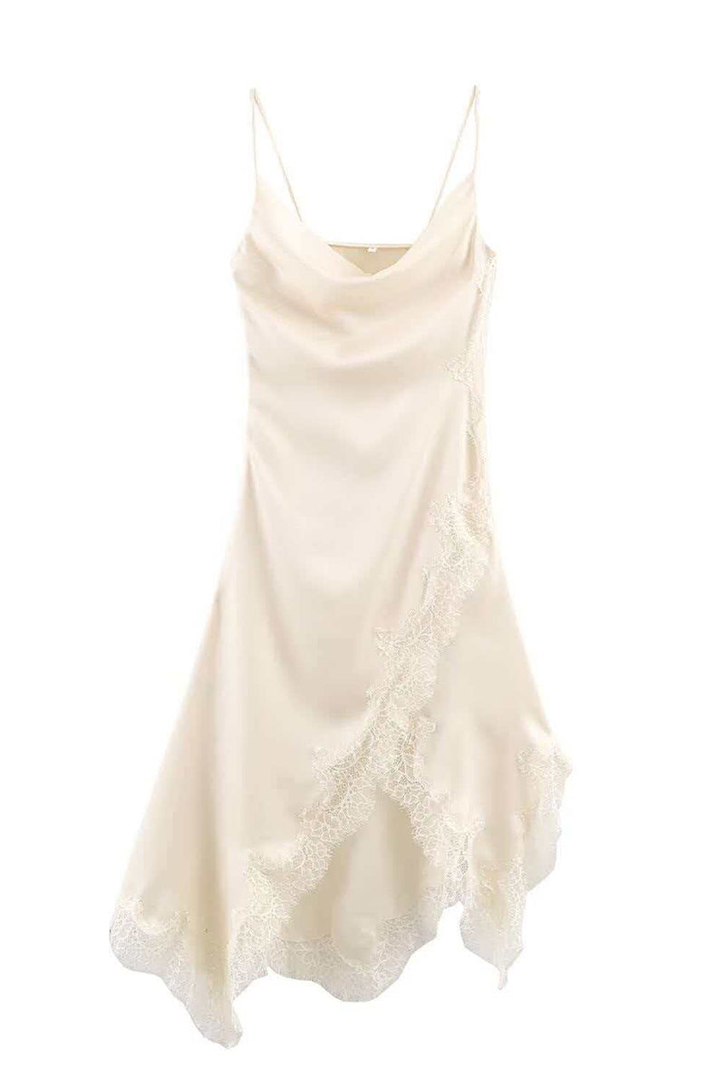 Asymmetrical Lace Hem Casual Dress