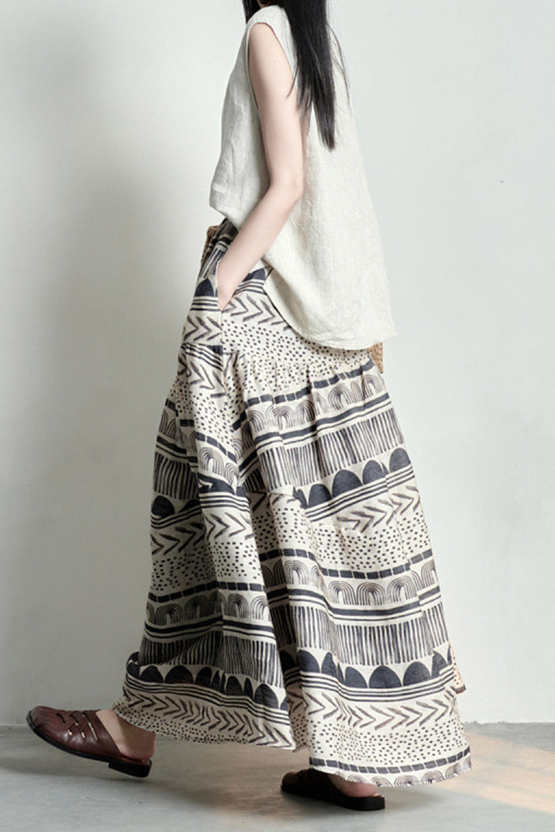 Artistic Pattern Midi Skirt