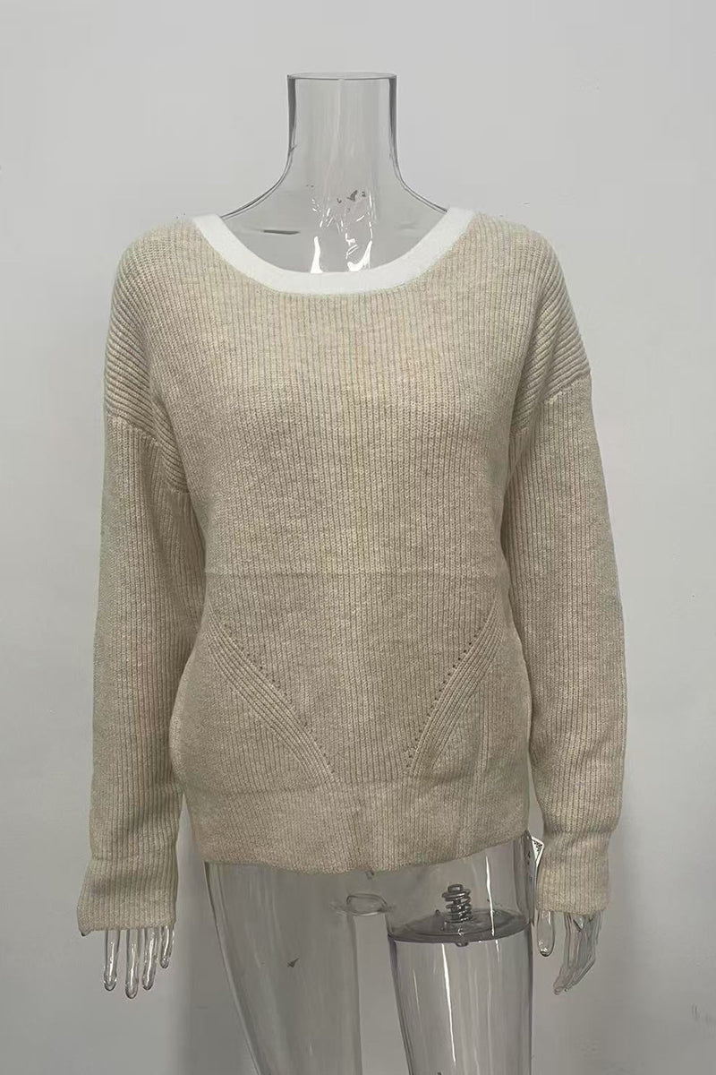 Bow Back Detail V-Neck Sweater