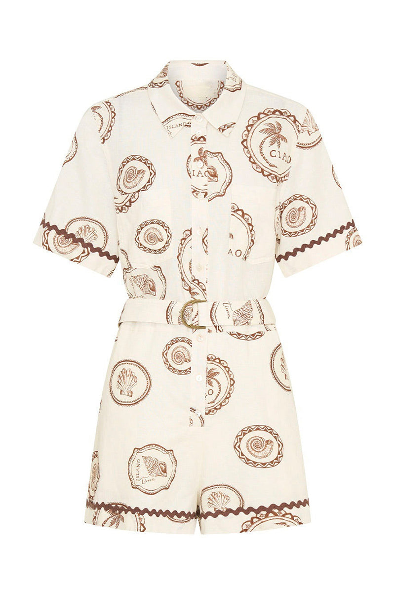 Belted Patterned Romper