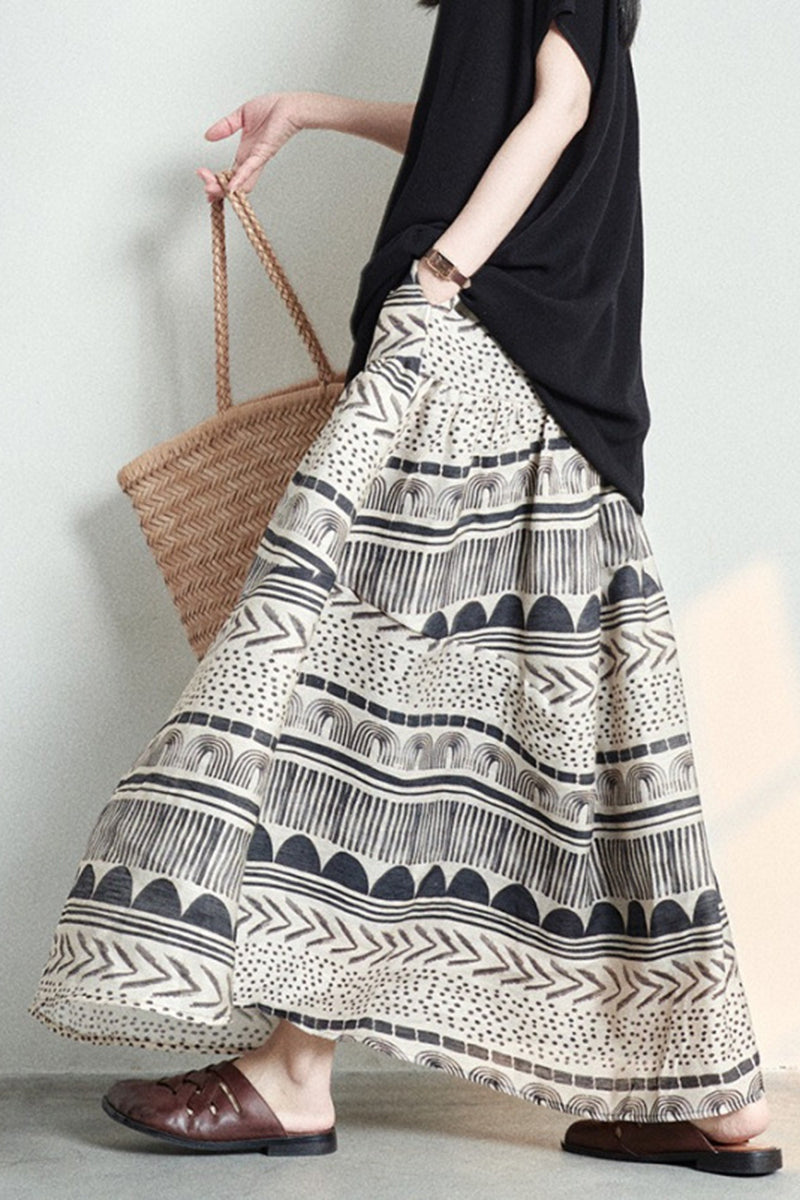 Artistic Pattern Midi Skirt