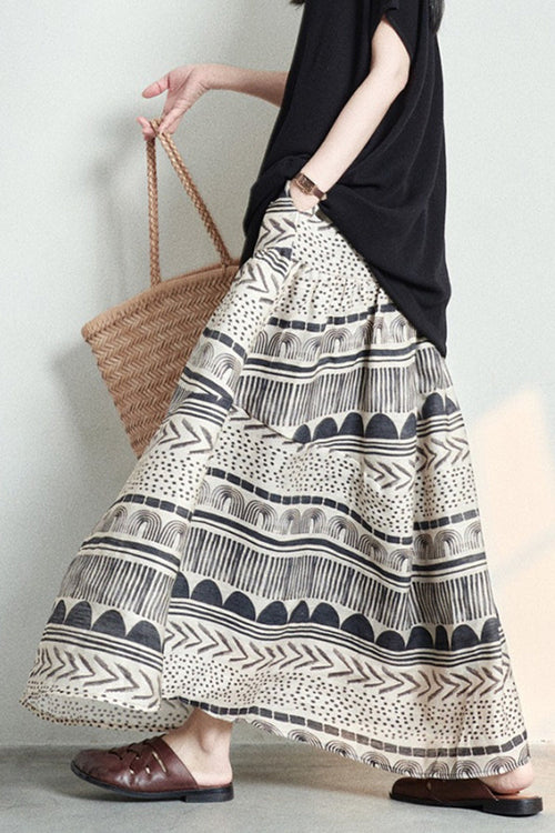 Artistic Pattern Midi Skirt