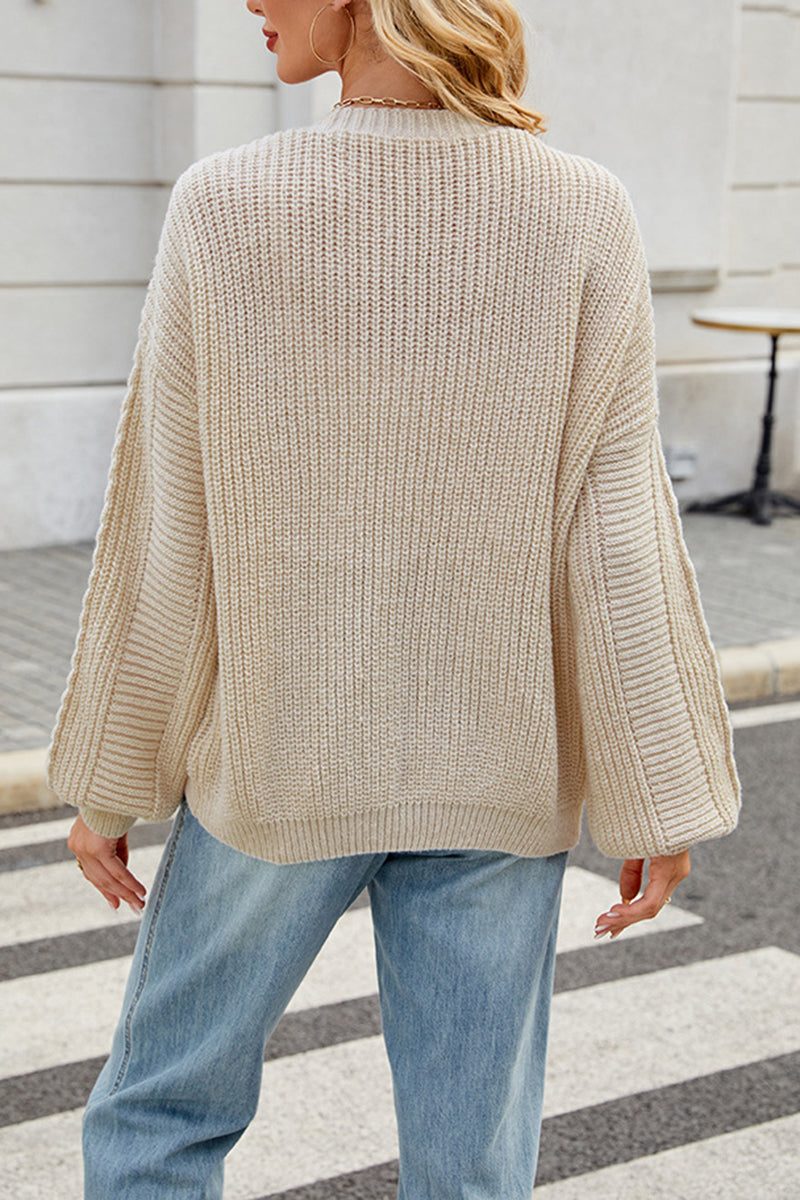 Button Front Cable Knit Cardigan