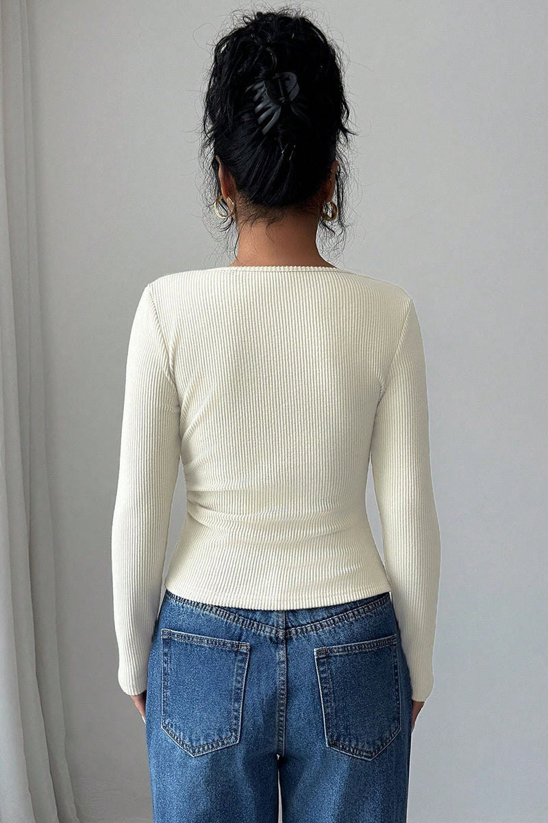 Asymmetric Cutout Long Sleeve Top