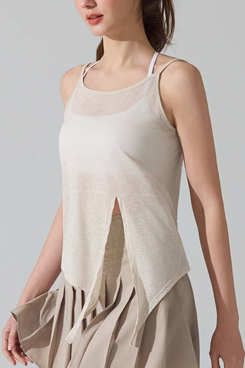 Asymmetrical Hem Sleeveless Active Top