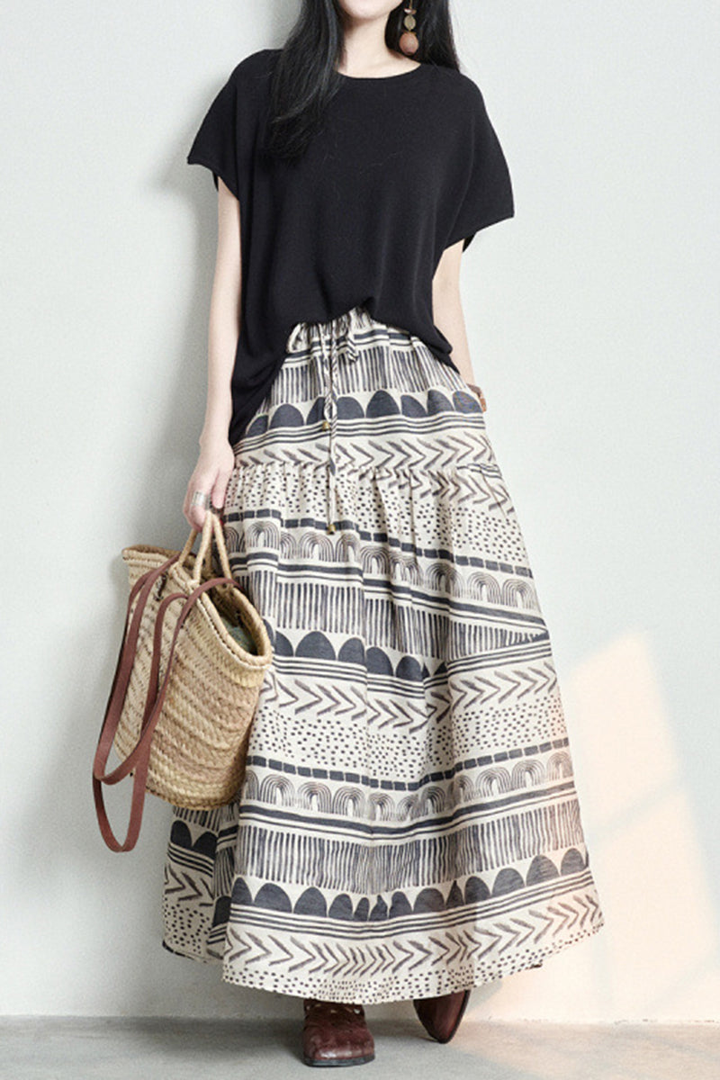 Artistic Pattern Midi Skirt